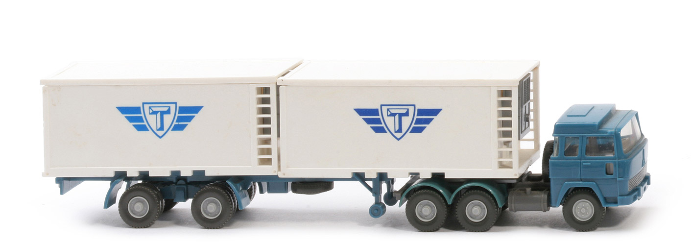 Magirus 235 D Kühlcontainer-Sattelzug - Tiefkühlsymbol, Fehldruck, FH azurblau, Cont weiß - 522/3b