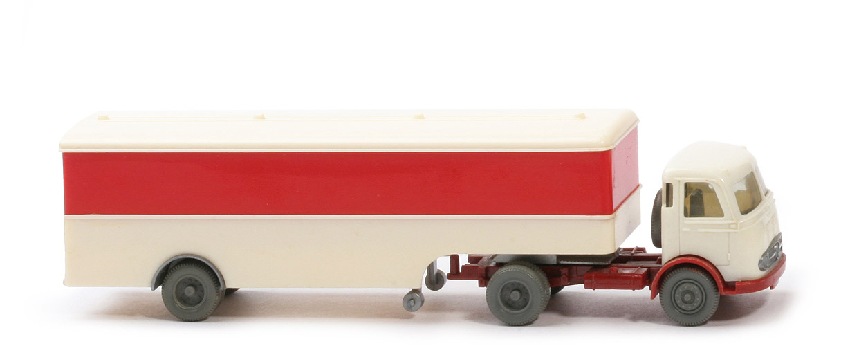 MB LPS 332 Pullman - Großer Koffer-Sattelzug - unbeschriftet - FH cremeweiß - Aufl. rot / cremeweiß - 513/1h