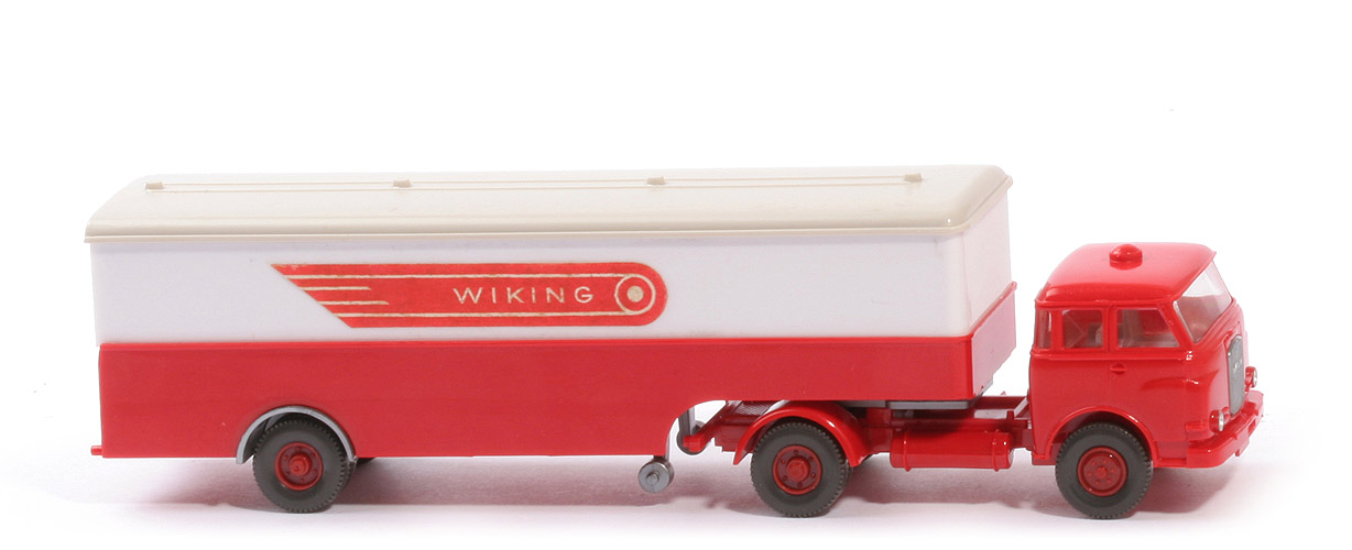 MAN 10.230 Koffer-Sattelzug - Wiking, FH rot, Dach braunweiß - 513/6 ?