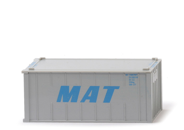 MAT 20 ft, Liliput-Container - gerippt, silbergrauer Kunststoff, mit Dachdruck - 528a/13b