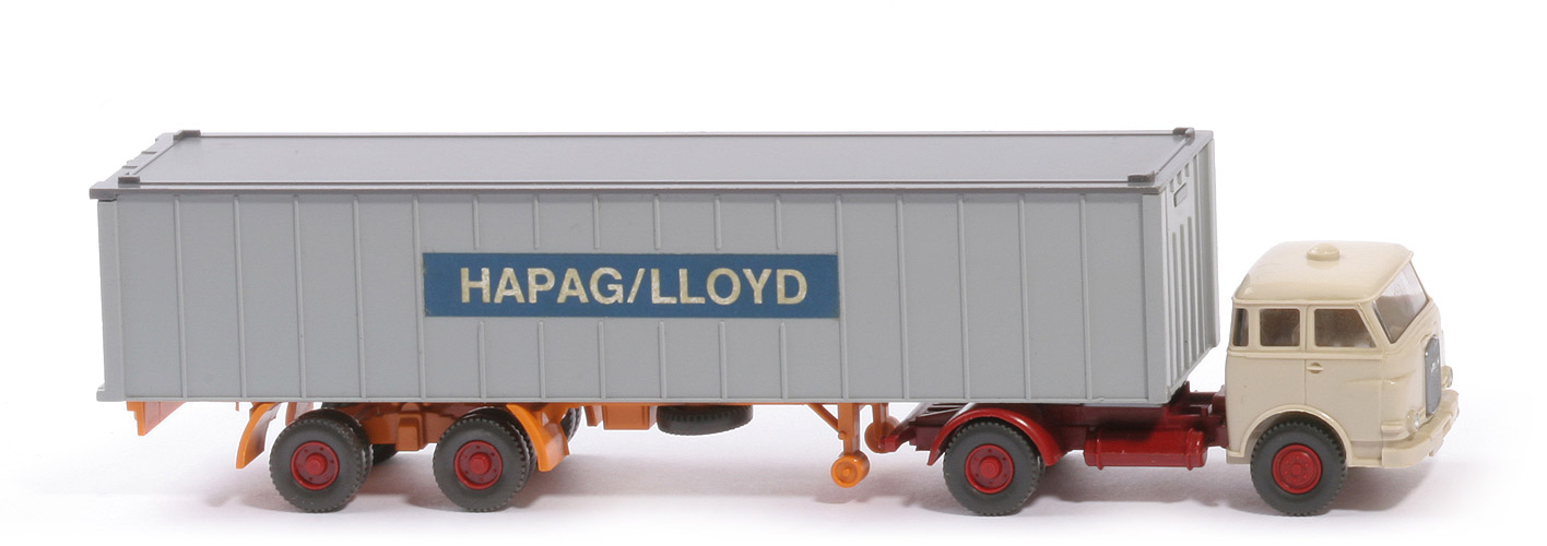 MAN 10.230 Container-Sattelzug HL - FH hellelfenbein, CH hellbraunrot, Auf. gelborange, KöBo groß - Hapag-Lloyd (1b)