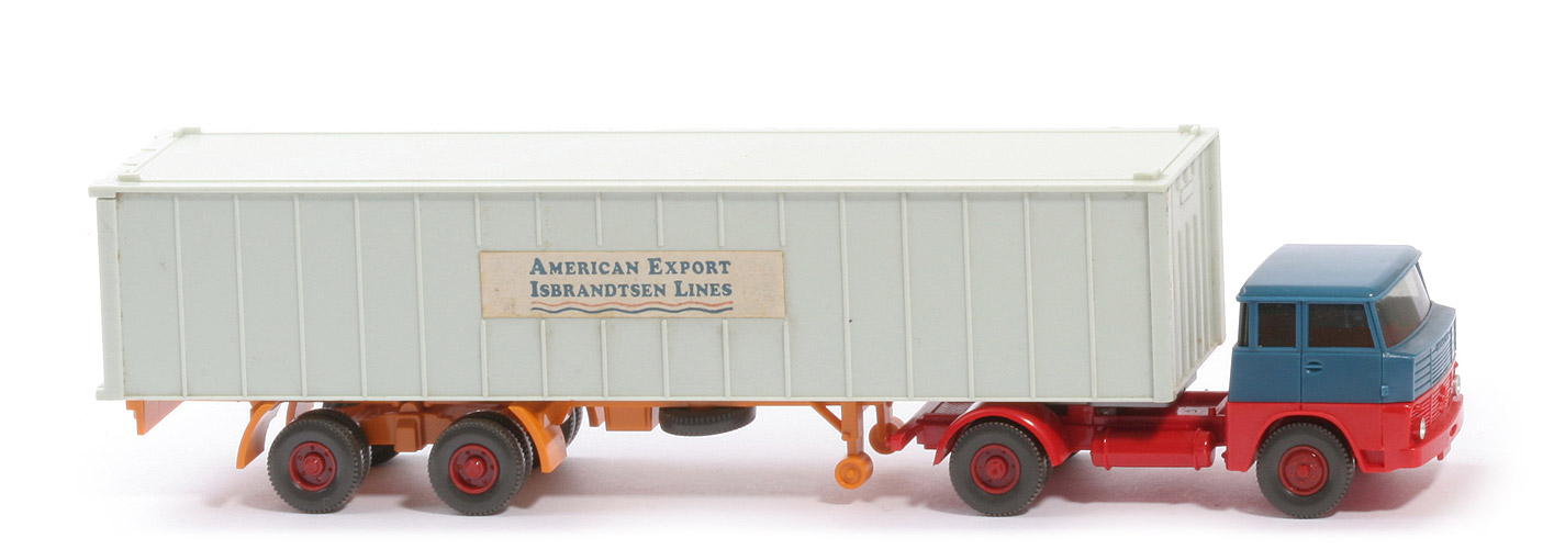 Henschel HS 14 Container-Sattelzug - AMERICAN EXPORT ..., 1 x 40 ft papyrusweiß, KöBo dünn - American Export