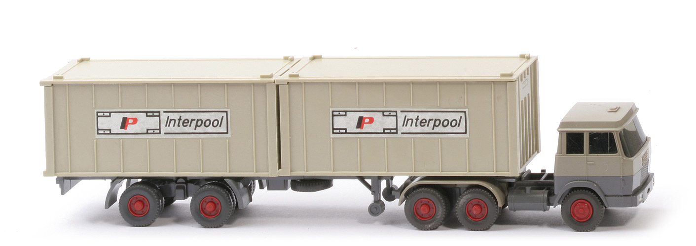 Hanomag-Henschel Container-Sattelzug - Interpool 2 x 20 ft , olivgrau/basaltgrau - Interpool (1)