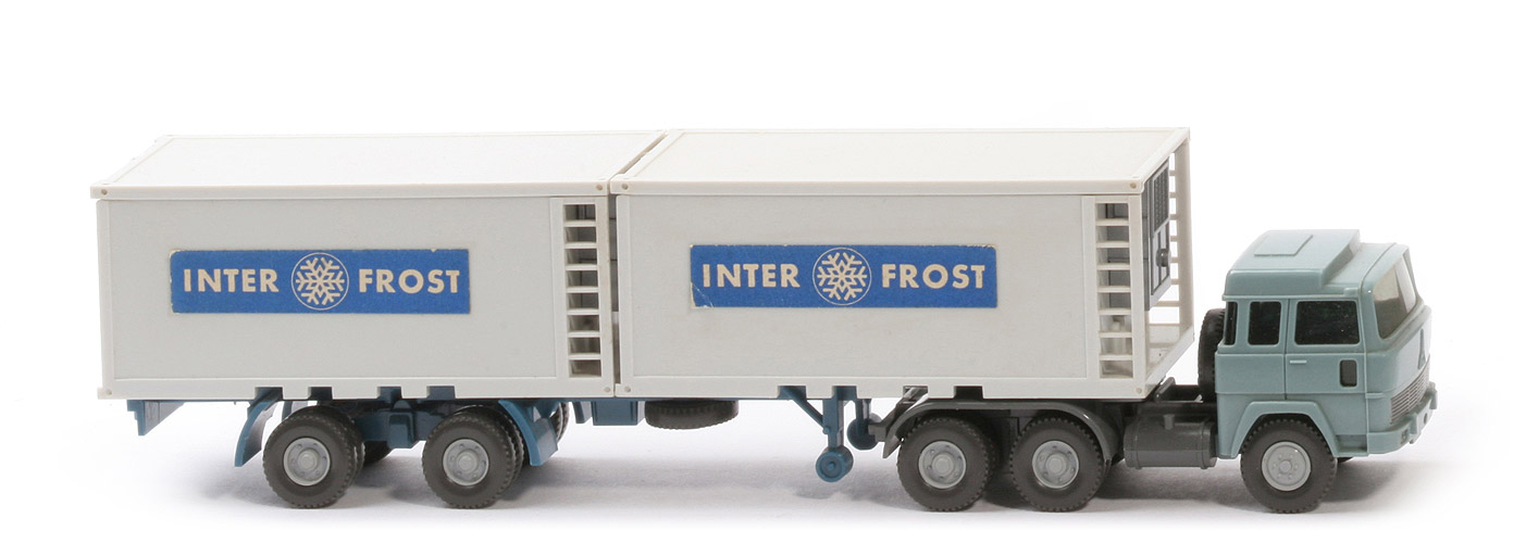 Magirus 235 D Kühlcontainer-Sattelzug - Interfrost, Aufkleber, Cont altweiß - 522/1a
