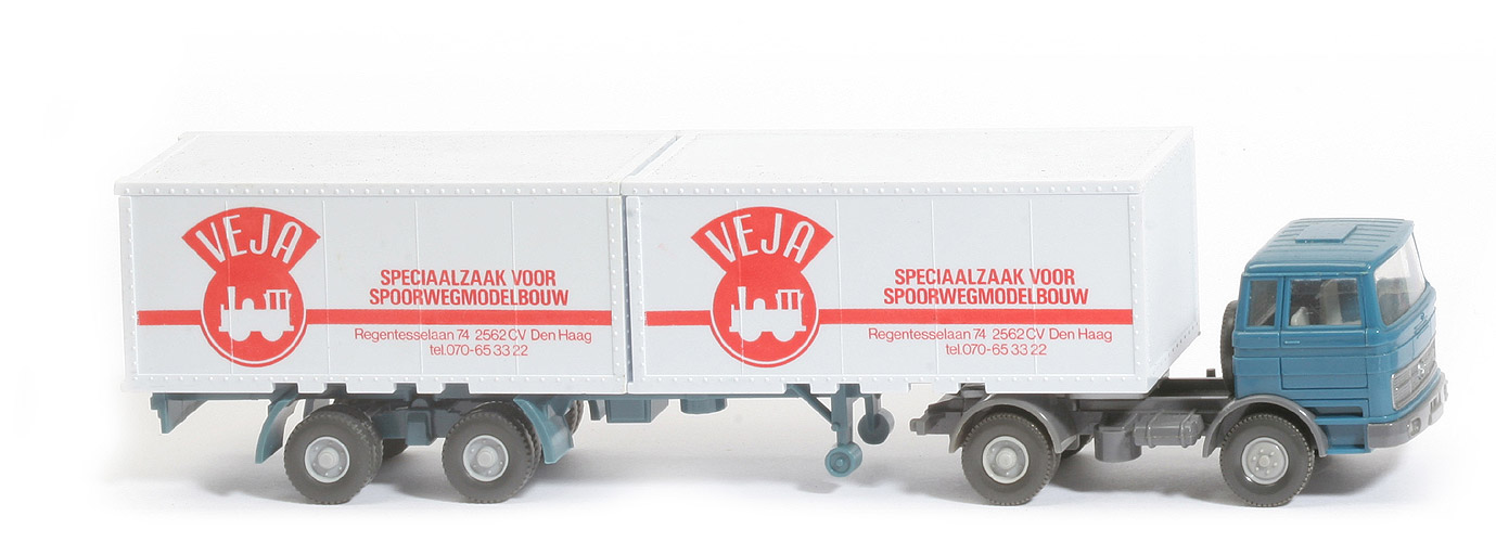 MB LPS 1620 Container-Sattelzug - VEJA, Glattwandcontainer, roter Druck - nicht erfasst