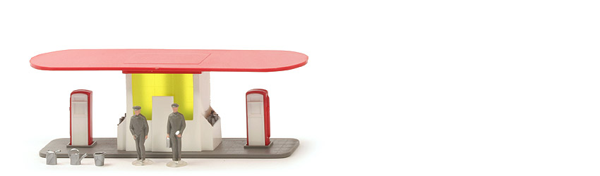 Tankstelle, ovales Dach - rot/weiß/basaltgrau - 810/5a