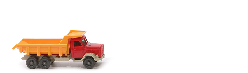 Magirus Saturn Muldenkipper 3-Achs - FH rot, Mulde chromgelb, CH hellgelbgrau - 670/5b ~