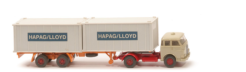 MAN 10.230 Container-Sattelzug HL - FH hellgelbgrau, CH rot, Aufl. gelborange, KöBo groß - Hapag-Lloyd ?