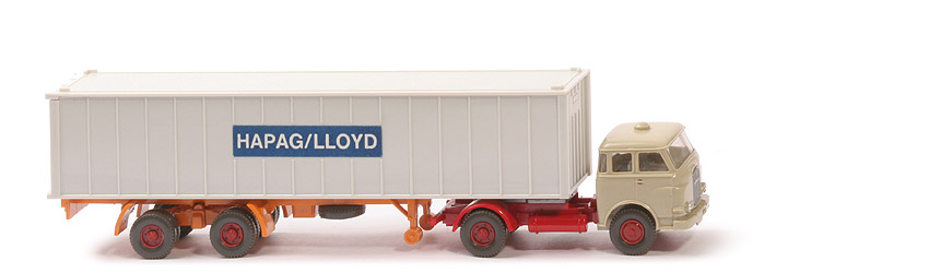 MAN 10.230 Container-Sattelzug HL - FH hellgelbgrau, CH rot, Aufl. gelborange, KöBo groß - Hapag-Lloyd (1?)