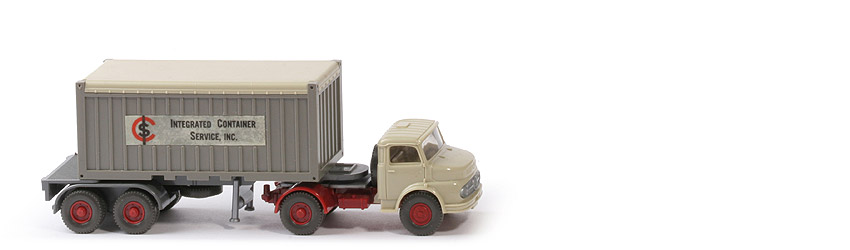 MB LS 1413 Container-Sattelzug 20 ft - ICS OT, FH hellgelbgrau, Container betongrau - 526/3a ~