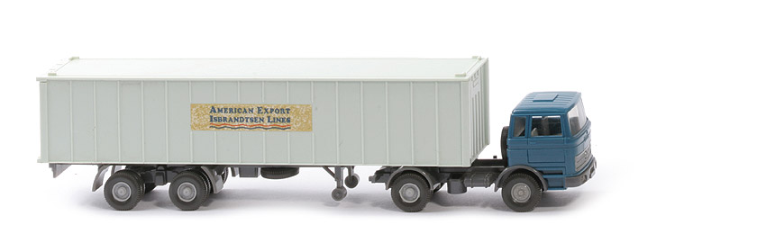 MB LPS 1620 Container-Sattelzug I - AMERICAN EXPORT azurblau / staubgrau - 523/5e