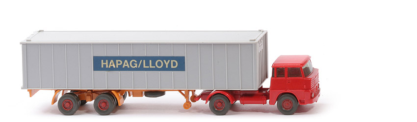 Henschel HS 14 Container-Sattelzug - Kabine rot, Bolzen dünn - 523/1