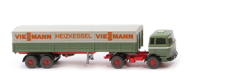 MB LPS 1620 Pritschen Sattelzug - Viessmann dunkelmaigrün - mit Streifen - Viessmann (1)
