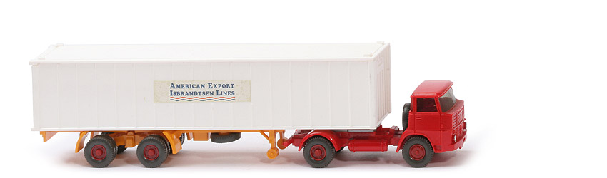 Henschel HS 16 Container-Sattelzug - AMERICAN EXPORT ..., 1 x 40 ft weiß, KöBo stark - American Export
