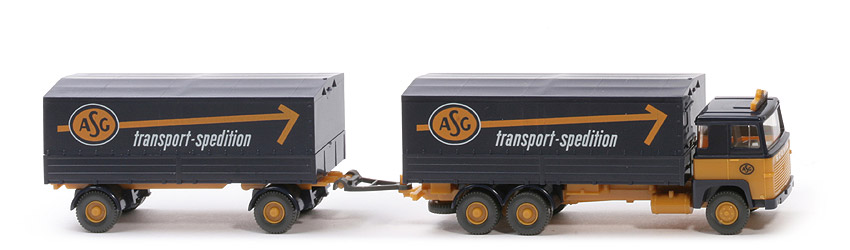 Scania 110 Fernlastzug - ASG - senfgelb mit Türdruck - ASG (1)