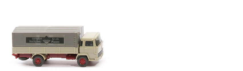 Magirus 100 D7 Pritsche - Trevira, FH, PR, hellgelbgrau, Plane steingrau - Trevira/3