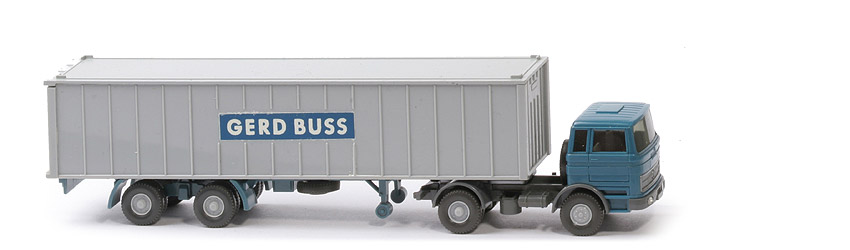 MB LPS 1620 Container-Sattelzug II - Gerd Buss, azurblau / basaltgrau - Buss