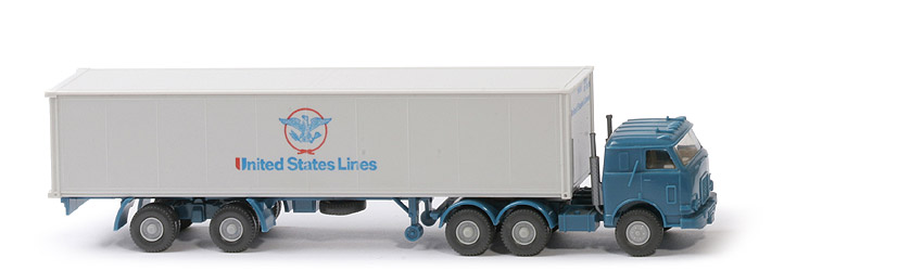 US-Zugmaschine Container-Sattelzug - United States Lines mit Frontdruck, azurblau / altweiß - United States Lines (2) h