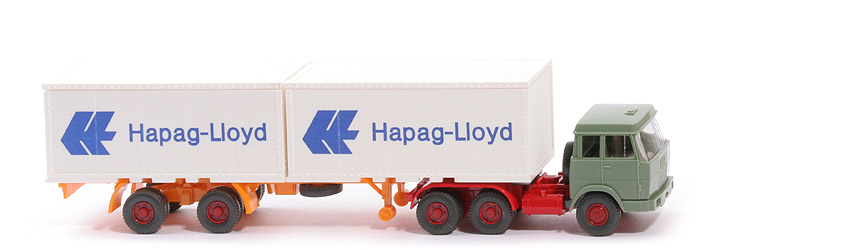 Hanomag-Henschel Container-Sattelzug - Hapag-Lloyd 2 x 20 ft , resedagrün - Hapag-Lloyd 4d