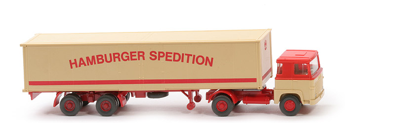 Scania 111  Koffer-Sattelzug - Hamburger Spedition mit Lkr/Sp, Aufl.-CH rot - 512/4d