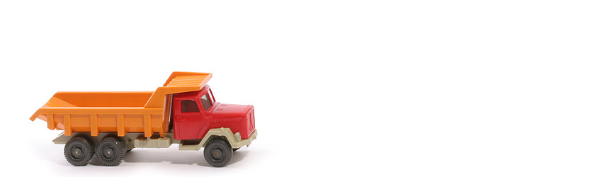 Magirus Saturn Muldenkipper 3-Achs - FH rot, Mulde gelborange, CH hellgelbgrau - 670/5b