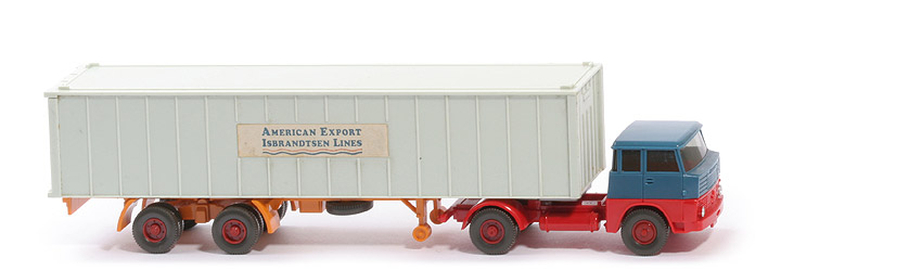 Henschel HS 14 Container-Sattelzug - AMERICAN EXPORT ..., 1 x 40 ft papyrusweiß, KöBo dünn - American Export