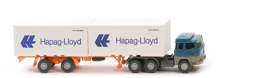 Magirus 235 D Container-Sattelzug - Hapag-Lloyd 2 x 20 ft, azurblau / olivgrau  - Hapag-Lloyd 2 ?