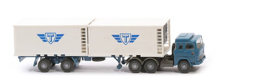 Magirus 235 D Kühlcontainer-Sattelzug - Tiefkühlsymbol, FH azurblau, Cont weiß - 522/3b