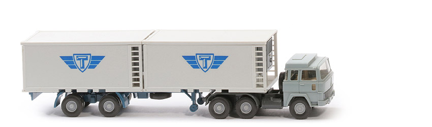 Magirus 235 D Kühlcontainer-Sattelzug - Tiefkühlsymbol, FH hellblaugrau, Cont altweiß - 522/2c
