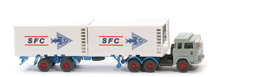 Magirus 235 D Kühlcontainer-Sattelzug - SFC, FH hellblaugrau, Cont weiß - 522/7i